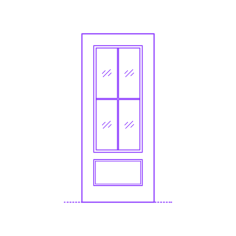 Buildings Exterior Doors Lite Entry Door 2 Panels Grid 4 Sticker Outline Svg File, Free Vectors File